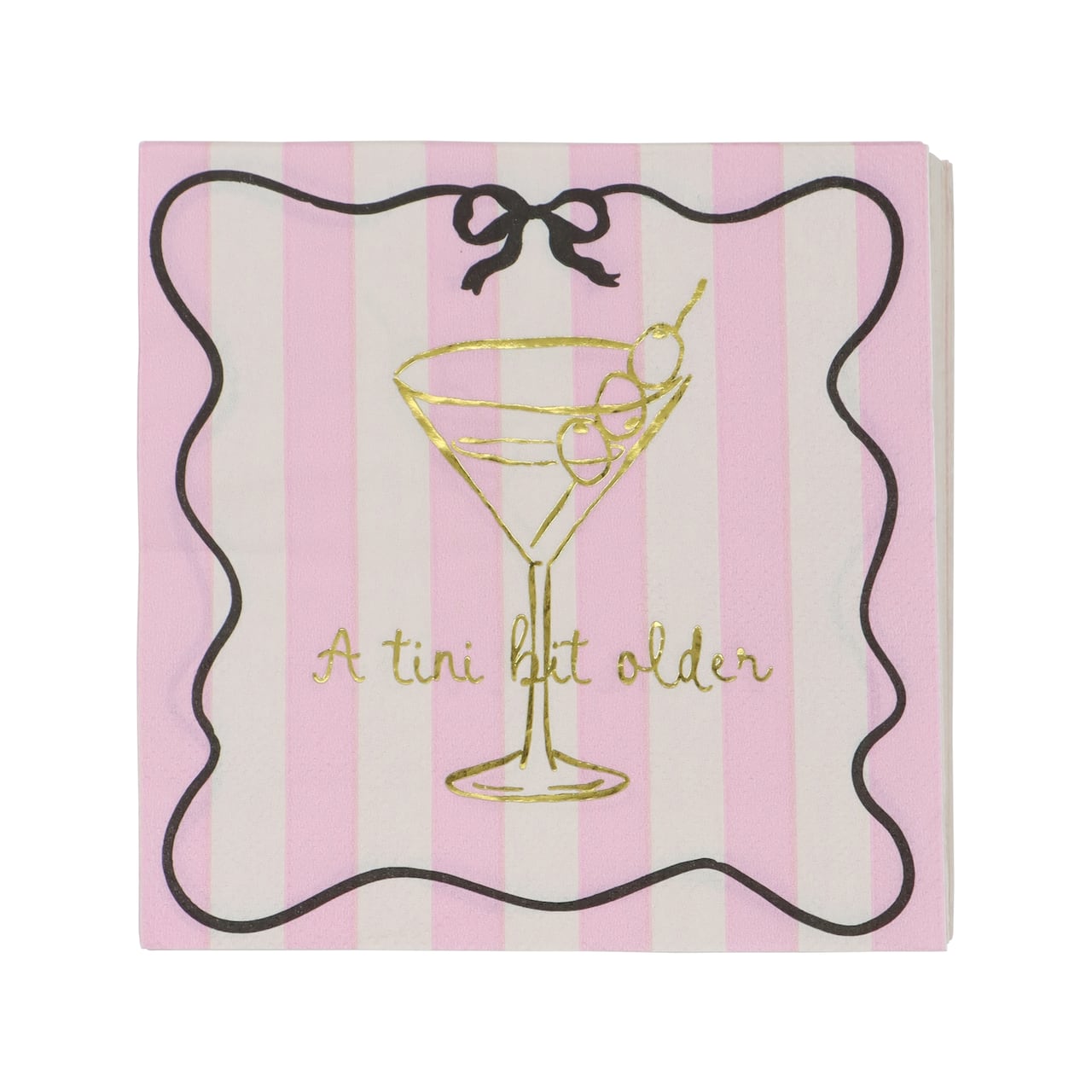 24 Packs: 20 ct. (480 total) Pink Stripes Tini Bit Older Paper Beverage Napkins by Celebrate It™